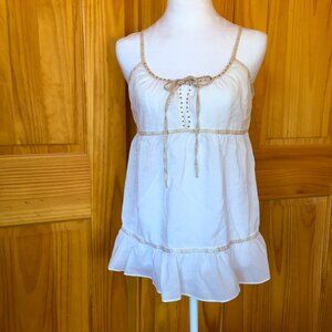 American Eagle Cotton Babydoll Top Size 8 Ivory Sequin Bead Detail